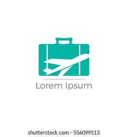 Travel logo, tourism and business bag to go for tour. bag vector,