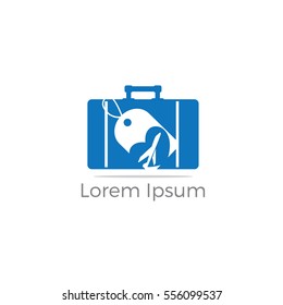 Travel logo, tourism and business bag to go for tour. bag vector,
