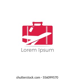 Travel logo, tourism and business bag to go for tour. bag vector,