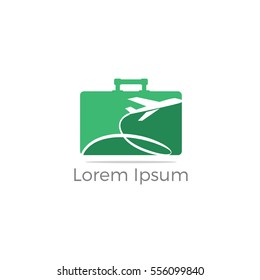 Travel logo, tourism and business bag to go for tour. bag vector,
