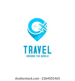travel logo, vector airplane in flight