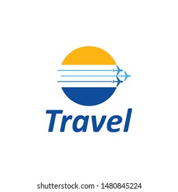 travel logo vector design template, with an airplane