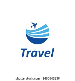 travel logo vector design template, with an airplane