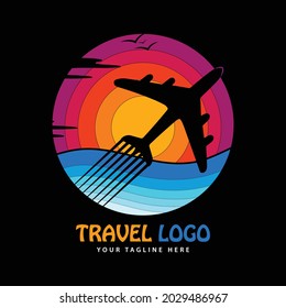 Travel logo vector HD- Sunset travel logo template