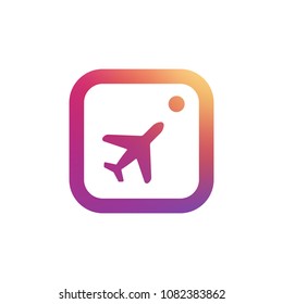 Travel logo. Vector illustration. Black airplane. Isolated on white