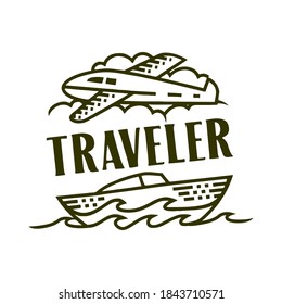 Travel logo vector illustration, Design element for logo, poster, card, banner, emblem, t shirt. Vector illustration