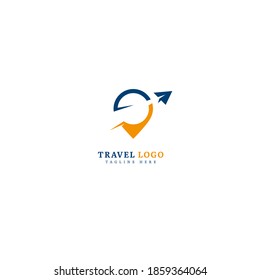 Travel logotype. Minimalist traveling logo concept, fit for adventure, vacation agency, tour business or traveling agent. Illustration vector logo.