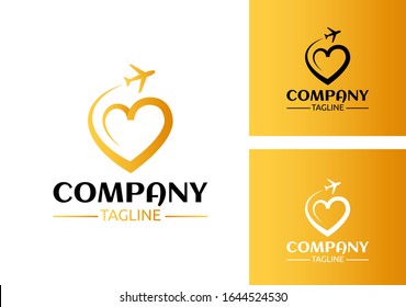 Travel Love Logo, Editable Vector Logo, Golden Logo Template Vector
