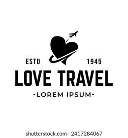 Travel Love Logo, Editable Vector Logo Template Vector. Love Trip Travel Logo Design Template