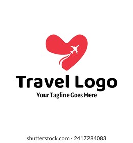 Travel Love Logo, Editable Vector Logo Template Vector. Love Trip Travel Logo Design Template