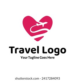 Logotipo de Amo de Viaje, Vector de plantilla de logotipo de vectores editable. Plantilla de diseño de logotipo de viaje de viaje de amor