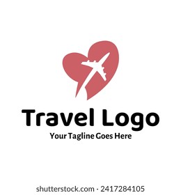 Travel Love Logo, Editable Vector Logo Template Vector. Love Trip Travel Logo Design Template