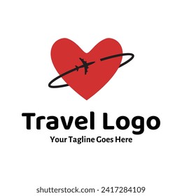Travel Love Logo, Editable Vector Logo Template Vector. Love Trip Travel Logo Design Template
