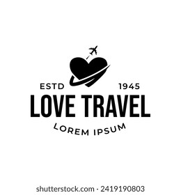 Travel Love Logo, Editable Vector Logo Template Vector. Love Trip Travel Logo Design Template
