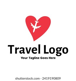 Travel Love Logo, Editable Vector Logo Template Vector. Love Trip Travel Logo Design Template