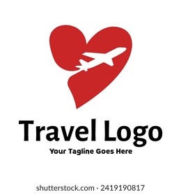 Travel Love Logo, Editable Vector Logo Template Vector. Love Trip Travel Logo Design Template
