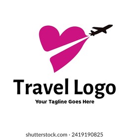 Travel Love Logo, Editable Vector Logo Template Vector. Love Trip Travel Logo Design Template