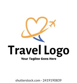 Travel Love Logo, Editable Vector Logo Template Vector. Love Trip Travel Logo Design Template