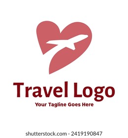 Travel Love Logo, Editable Vector Logo Template Vector. Love Trip Travel Logo Design Template