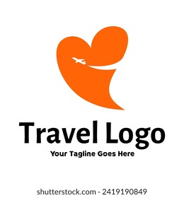 Travel Love Logo, Editable Vector Logo Template Vector. Love Trip Travel Logo Design Template