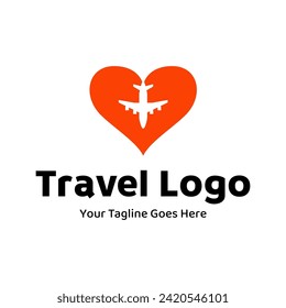 Travel Love Logo, Editable Vector Logo Template Vector. Love Trip Travel Logo Design Template