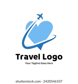 Logotipo de Amo de Viaje, Vector de plantilla de logotipo de vectores editable. Plantilla de diseño de logotipo de viaje de viaje de amor