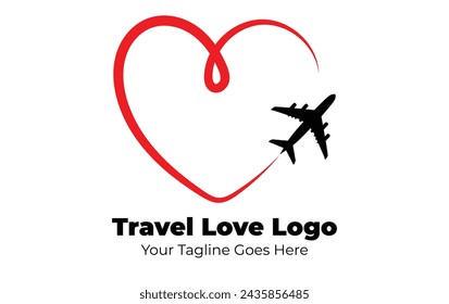 Travel Love Logo, Editable Vector Logo Template Vector. Love Trip Travel Logo Design Template