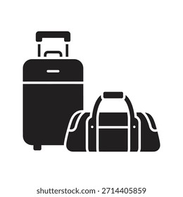Icono de Vector negro sólido del bolso del equipaje del viaje aislado Ilustración gráfica del diseño del símbolo del equipo del bolso del equipaje de las vacaciones del viaje