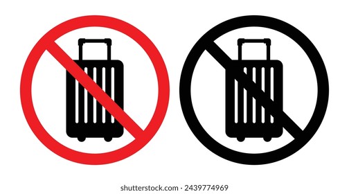 Travel Luggage Carrying Ban. Prohibited Hand Baggage and Briefcases. No Carry-On Baggage Sign