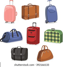 Travel Luggage Cartoon Set