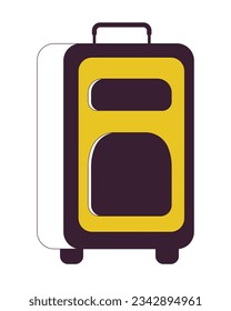Travel luggage handle flat line color isolated vector object. Baggage wheels. Suitcase standing. Editable clip art image on white background. Simple outline cartoon spot illustration for web design