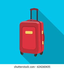 Travel luggage icon in flat style isolated on blue background. Rest and travel symbol stock vector illustration.