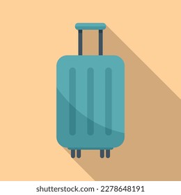 Travel luggage icon flat vector. Airport transfer. Traffic plane