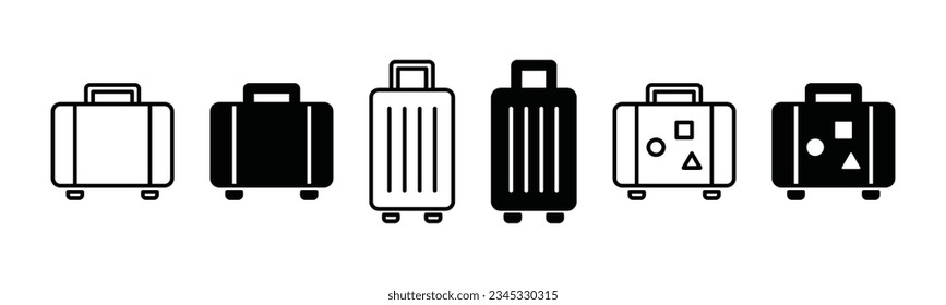 Travel luggage icon set in line and flat style. Travel suitcase, baggage icon symbol on white background for apps and websites. Vector illustration