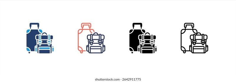 Travel Luggage icon set multiple style collection