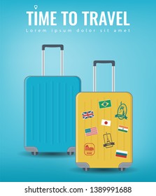 Travel luggage set. Travel and Tourism concept. Flat design. Vector illustration