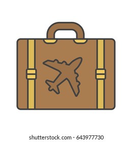 Travel luggage suitcase color icon. Isolated vector illustration