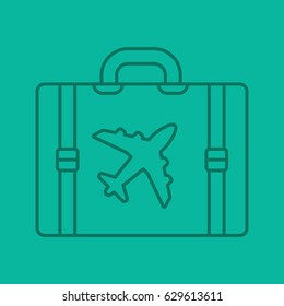 Travel luggage suitcase color linear icon. Thin line contour symbols on color background. Vector illustration