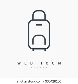 travel luggage suitcase isolated minimal single flat linear icon. Line vector icon for websites and mobile minimalistic flat design. Modern trend concept design style illustration symbol