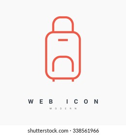 travel luggage suitcase isolated minimal single flat linear icon. Line vector icon for websites and mobile minimalistic flat design. Modern trend concept design style illustration symbol