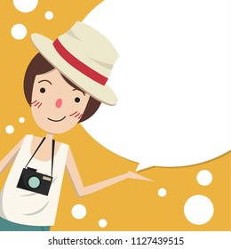Travel man cartoon vector. character design. wallpaper. background. label.
