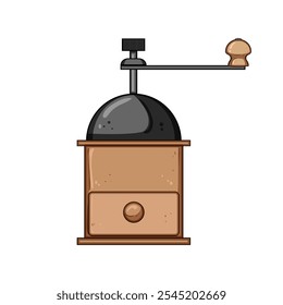 travel manual coffee grinder cartoon. precision conical, durable efficient, quiet sleek travel manual coffee grinder sign. isolated symbol vector illustration