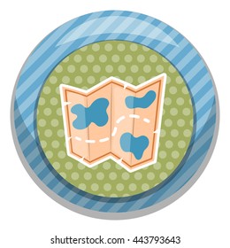 Travel map colorful icon. Vector illustration in cartoon style
