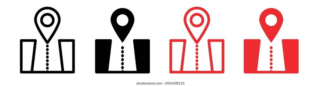 Travel Map and Highway Navigation Icon for Road Trip Planning
