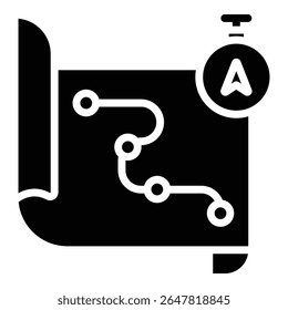 Travel Map Icon Bold Style For Various Design Purposes
