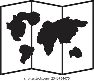 Icono de mapa de viaje que representa la aventura, la exploración y la navegación, perfecto para resaltar viajes por carretera, viajes globales y planificación de rutas con un diseño detallado y aventurero.