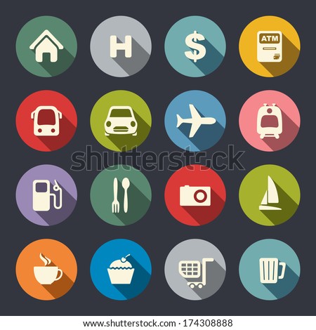 Travel map icons