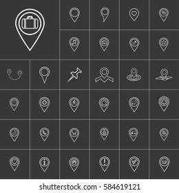 travel map pin icon set  for web and mobile application
