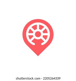 travel map pin logo design vector sign