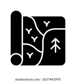Travel Map Vector for National Park Navigation and Road Trip Planning. Nature explorer icon, camping and trail discovery map